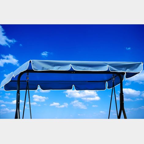 Housse de toit de rechange pour balancelle hollywoodienne - 210 x 145 cm - Imperméable, coupe-vent, indéchirable, tissu en polyester, anti-UV, étanche à la poussière - 250 x 190 cm - Bleu (1/5)