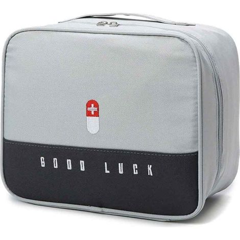 Trousse à pharmacie portable, petite trousse à pharmacie portable pour usage domestique, trousse de premiers secours,Grand gris (1/5)