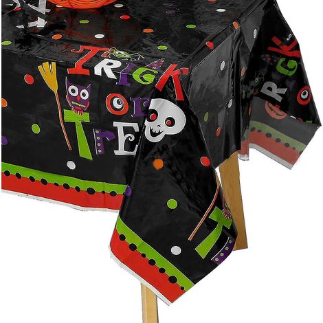 Nappe jetable Halloween - Plastique imperméable, 137 x 274 cm, Tomate noire (1/5)
