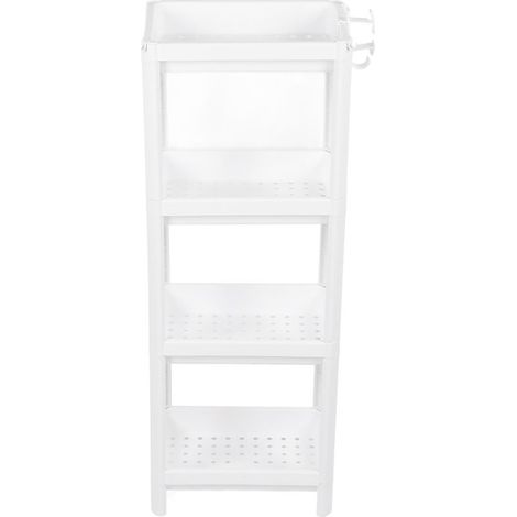 Étagère tour de salle de bain en plastique, support de rangement autoportant, organisateur multifonctionnel pour salon, chambre, cuisine, blanc, 4 niveaux (1/5)