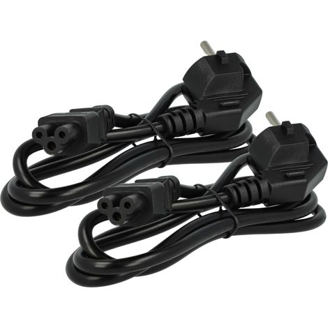 vhbw 2x Netzkabel Schutzkontaktstecker für Kaltgeräte z.B. PC Monitor Computer Drucker Saugroboter - C5 Micky Mouse Kleeblatt Buchse, 1,2 m (1/5)
