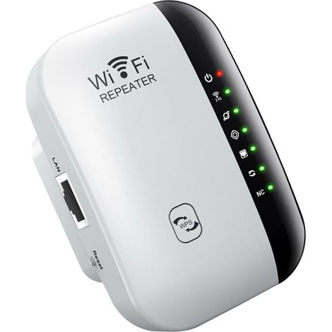 Répéteur WiFi 300 Mbps Extenseur de Signal Wi-FI sans Fil Noir et Blanc Compatible Ac220 Amplificateur de Couverture pour Domicile pour Grandes Maisons et Usage Multimédia (1/5)
