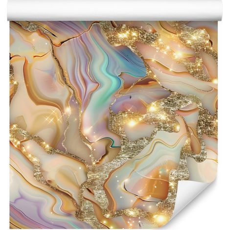 Carta da parati color oro inchiostro e beige per soggiorno e camera da letto, 50x1000 cm (1/5)
