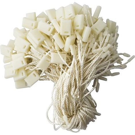 200 cartellini per indumenti con cordino in nylon nero - cartellini di sicurezza a pressione, adatti come etichette di prezzo e per la protezione antitaccheggio. (1/3)