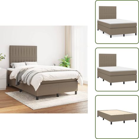 Cama de espaldas - vidaXL Cama box spring con colchón tela gris taupe 120x200 cm - Cama de boca abajo