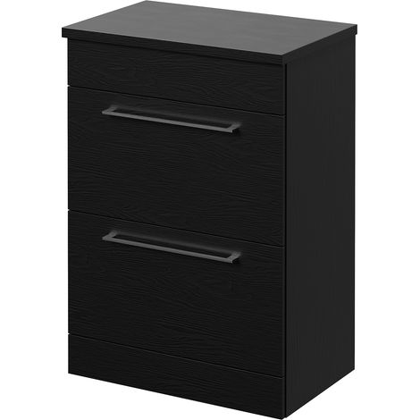 Napoli 390 Nero Oak 600mm 2 Drawer Vanity Unit for Countertop Basins - 600mm - Chrome 320mm Handle