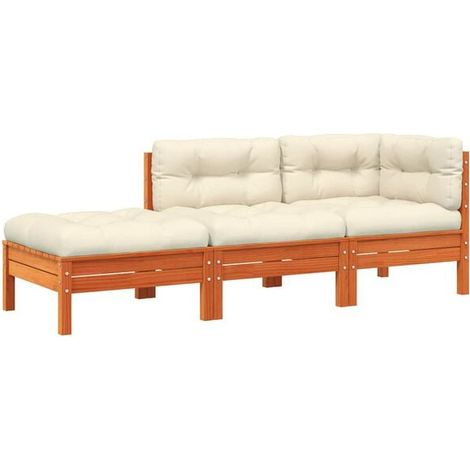 Canapé d'extérieur 3 places avec coussins et repose-pieds pour jardin (1/5)