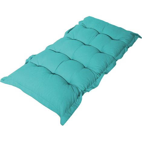 Coussin capitonné Confort Intérieur Extérieur 120x60cm - Bleu Caraïbes (1/4)