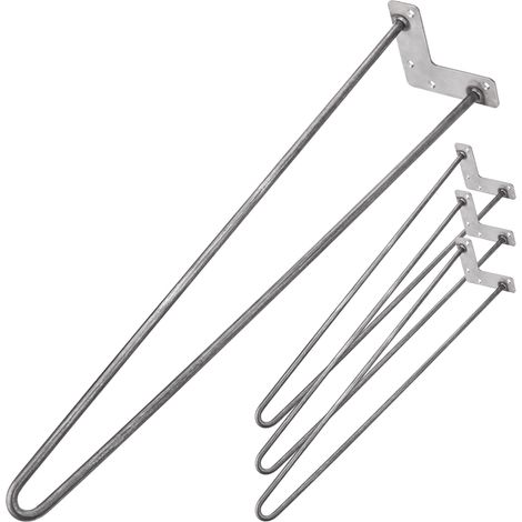 PrimeMatik - Pies para mesa y mueble estilo vintage Patas en acero 2 varillas 71 cm 4-pack