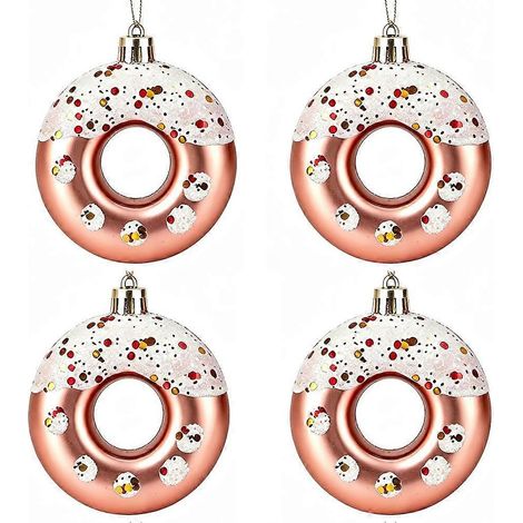 Christmas Donut Ornaments 4 Pack Hanging Tree Decoration Ful Glitters (1/4)