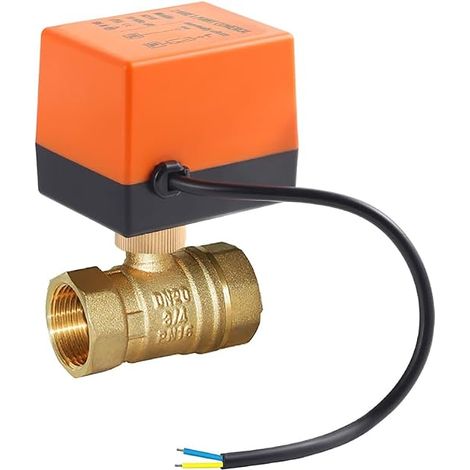 Vanne à bille motorisée AC220V 3/4", vanne électrique en laiton DN20 avec retour automatique 4 fils, type NC