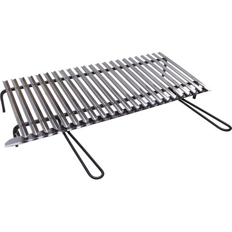 Fonderia Bongiovanni – Grille de barbecue en acier inoxydable AISI 430 – Récupération d'huile – 80x50 cm – Pour cuisson parfaite sur barbecues et réchauds