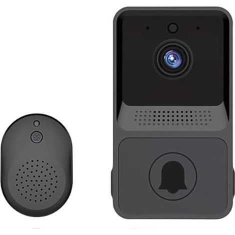 (Black) Wireless Video Doorbell, Smart Wi-Fi Video Doorbell with Chime, HD Video Doorbell Kit, 2.4G WiFi (1/4)