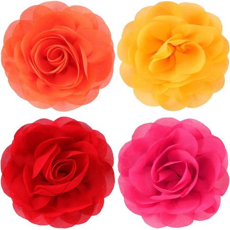 Set di 4 pezzi composto da fiocchi e collari per cani, set colorato con decorazioni floreali per i fiocchi, per cuccioli e gatti (fucsia) (1/5)