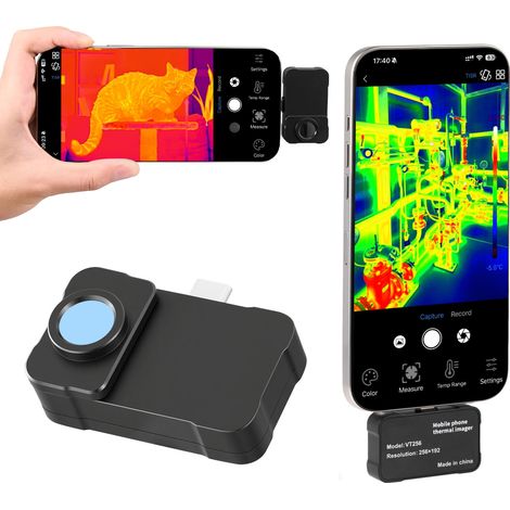 Mophorn Telecamera termografica compatibile con Android e iOS, risoluzione IR 256 x 192, fotocamera a infrarossi portatile per smartphone, risoluzione avanzata 512 × 384 con obiettivo macro, 25 Hz (1/5)