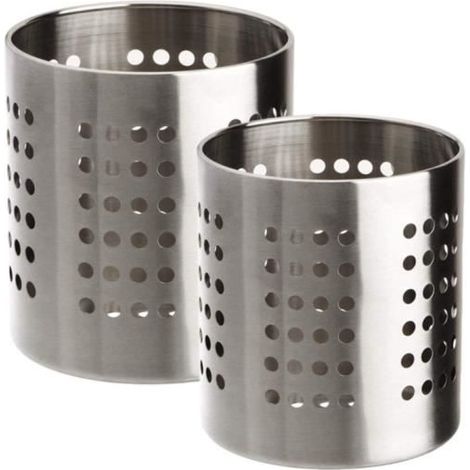 Égouttoir à Couverts - Porte-Ustensiles de Cuisine - Acier Inoxydable - Effilée - Ensemble de 2 - Argent (1/4)