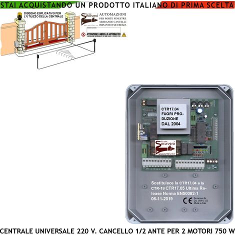 PM8000 CENTRALE CANCELLO 2 ANTE BATTENTI 220 V SENZA SCHEDA RADIO UNIVERSALE REGOLAZIONI A TRIMMER SELEZIONE FUNZIONE (1/4)