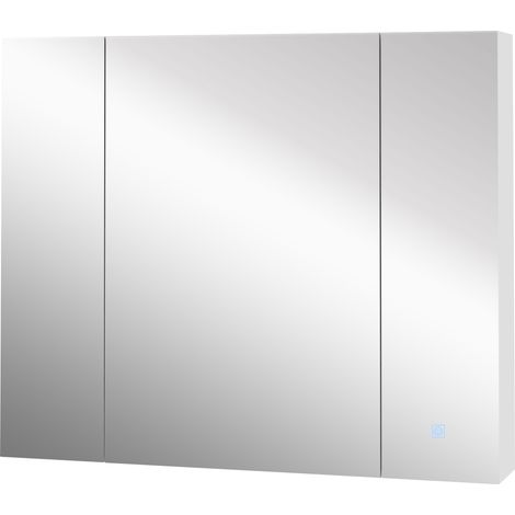 Armoire de salle de bain LED miroir USB étagères ajustables 90x15x75 cm blanc