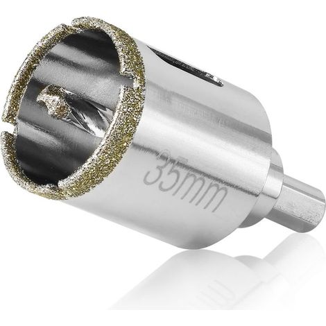 Scie cloche diamantée pour verre 1-3/8" / 35 mm avec foret de centrage, pour céramique, carrelage, porcelaine et marbre
