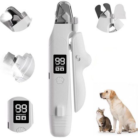 Tagliaunghie e lima per animali domestici 2 in 1 con display digitale a LED e protezione antispruzzo. (1/5)