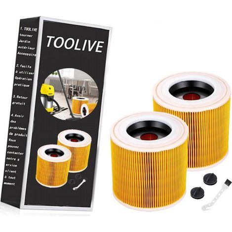 Lot de 2 Filtres pour Aspirateur Kärcher WD3 Premium, WD2, WD3P, MV2, MV3 - Filtre de rechange WD3 - 6.414-552.0 (1/4)