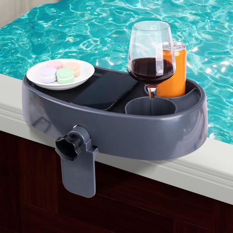 Vassoio regolabile per jacuzzi, tavolino laterale per jacuzzi, piscina fuori terra, tavolino laterale per vasca da bagno, spa, terrazza esterna (1 pezzo) (1/5)