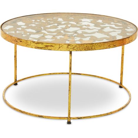 Interiors by Premier Butterfly Coffee Table, Captivating Round Coffee Table, Gold Metal and Glass Coffee Table, Modern Table (1/5)
