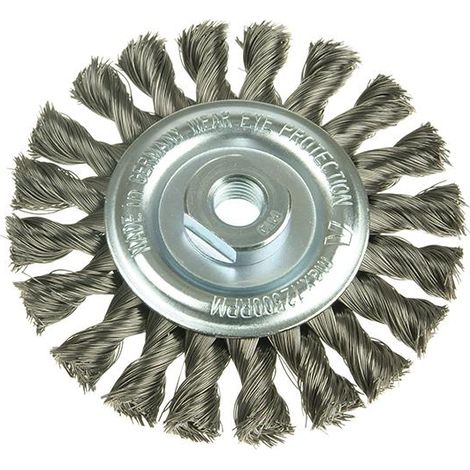 Lessmann 472.211 Knot Wheel Brush 115 x 14mm 22.2mm Bore, 0.50 Steel Wire LES472211 (1/3)