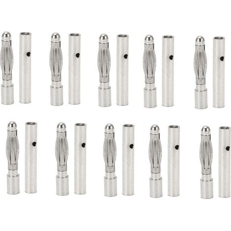 10 Stück 2,5-mm-Bananenstecker (rot), vergoldete Bananenstecker, Modellflugzeug-Schaltkreisstecker, Stecker aus rotem Kupfer für Regler, Akku und Motor