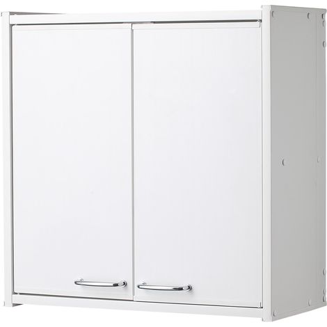 Meuble de salle de bains suspendu en PVC pour intérieur/extérieur Dim : 59 x 59 x 21 cm blanc