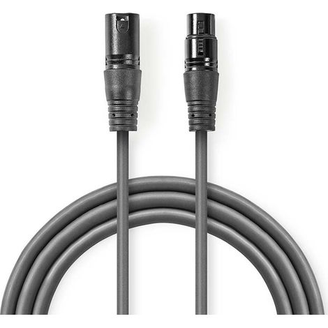 Cable adaptador dmx xlr macho de 3 pines xlr hembra de 3 pines niquelado 200 metros redondo pvc gris oscuro caja de regalo