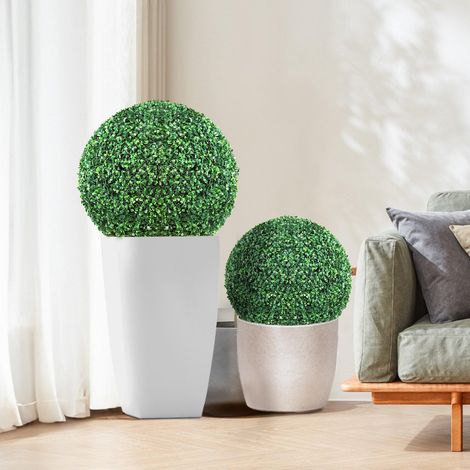 Topiaires Artificielles Buis, 24inch Tall (2 Pieces), Ball-Shape Faux Topiaries Plant, All-year Green Feaux Plant Decorative Balls (1/5)