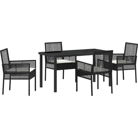 Maison Exclusive - Set da Pranzo per Giardino con cuscino 5 pcs Nero polyrattan (1/5)