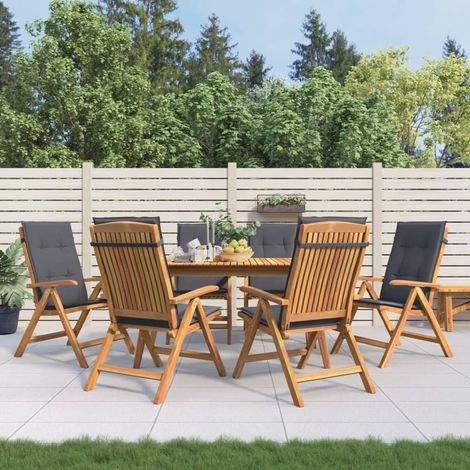 Gartenstühle mit Kissen 6 Stk. Massivholz Teak (1/5)