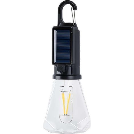 Lámpara de camping LED solar KZQ para tiendas de campaña，Lámpara colgante recargable por USB con clip，emergencias y como linterna (1/5)