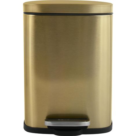 Poubelle de Salle de Bain à Pédale AKIRA - Acier Inoxydable Haut de Gamme - Fermeture Silencieuse Easy-Close - Or Brossé - 5L (1/5)