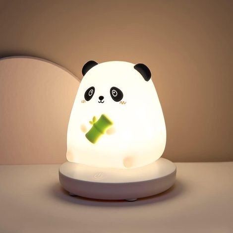 Veilleuse rechargeable pour enfants (1 pièce), veilleuse panda 3 couleurs, veilleuse bébé en silicone souple, lampe de chevet LED pour enfants et cad
