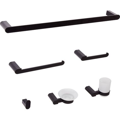 Badaccessoires Set 6-teilig PARACAS mit Handtuchstangen und -haken Schwarz