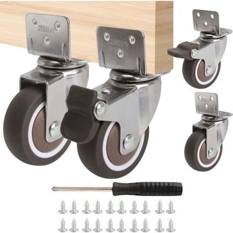 4 Lenkrollen mit L-förmiger Platte, 50-mm-Lenkrollen, Industrierollen, Tragfähigkeit 100 kg – 360° (1/5)