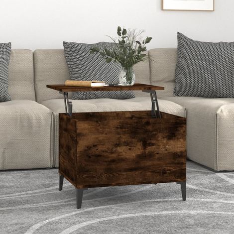 Table basse de salon Bout de canapé Tables d'appoint pour chambre Chêne fumé 60x44,5x45 cm Bois d'ingénierie XTT171 (1/5)