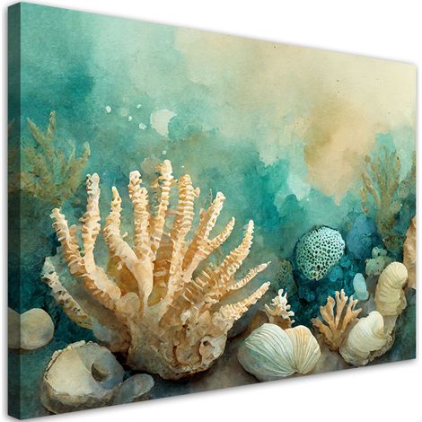 Tableau sur toile Tableau sur toile Coquillage turquoise 60x40 (1/5)
