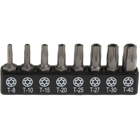 Rs Pro – Jeu d'embouts de vissage 8 pièces – Acier au vanadium – Têtes Torx T8 à T40 – Pour visseuse – Vissage rapide en série