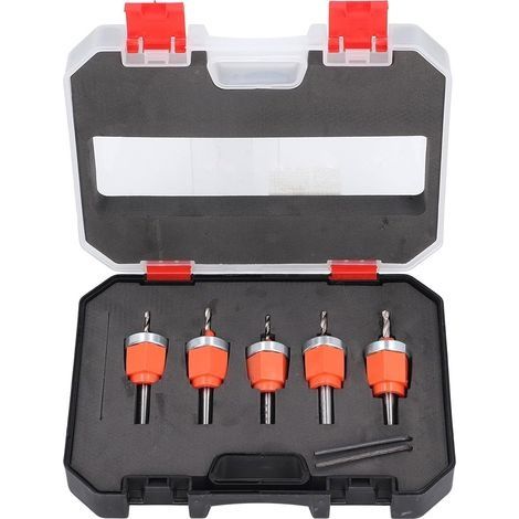 SETPENTA COUNTERSING DROY BITS SET, 5 Pièces Réglable de la Profondeur Réglable Kit d'Outils de Forage à Clé, Écrou à Vis à Bande et Outil de Bit de Forage à Boulon, Matérie (1/5)