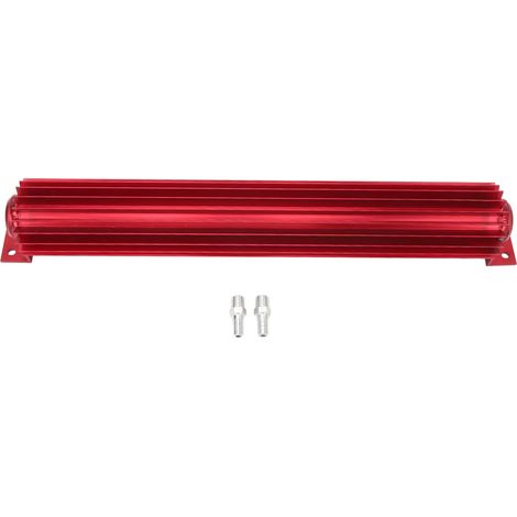 Refroidisseur d'huile de Transmission à ailettes en aluminium 18 pouces, refroidissement rapide anodisé, ajustement universel pour voiture camion rouge (1/5)