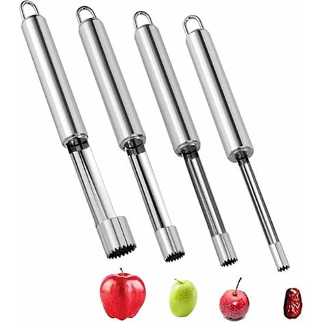 royaluxe - 4 pièces Vide-Pomme professionnel en acier inoxydable,dénoyauteur à pommes en acier inoxydable pour pommes et poires,la Maison et de Cuisine avec Lame Dentelée,Extracteur de Pomme, Vide Pom (1/5)