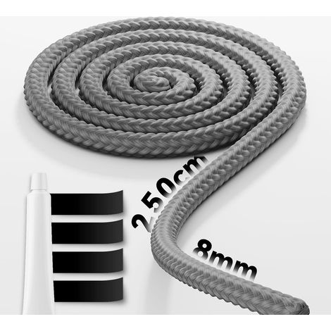 Cordon d'étanchéité de four de 2,5 m incl. colle,Cordon d'étanchéité de tube de four pour cordon de cheminée en fibre de verre ignifuge,Réparation de cheminée de taille 8mm (1/5)