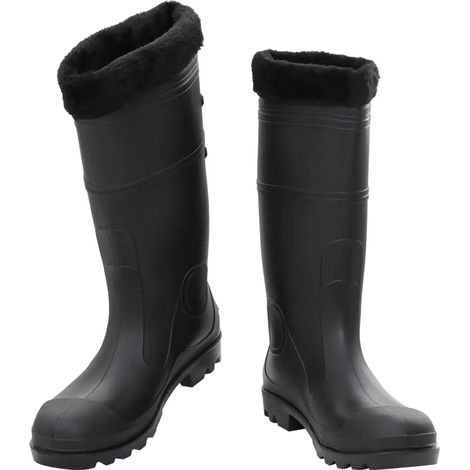 Bottes en caoutchouc noires à doublure amovible, pointure 44, PVC (1/5)