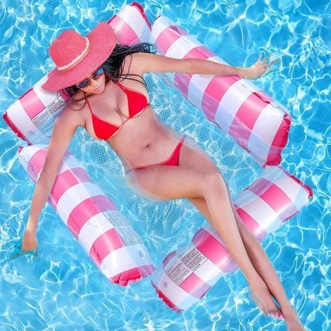 Fauteuil Gonflable de Piscine, 4 en 1 Multi Matelas Piscine Gonflable Bouée, Hamac Gonflable Piscine pour Adultes (1/5)