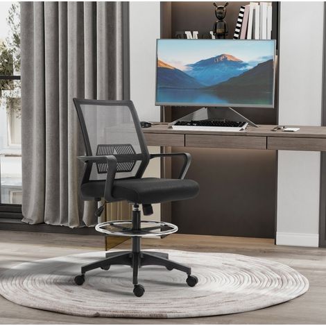 Silla de oficina ergonómica negra, altura regulable, reposapiés, HAVRYA (1/3)