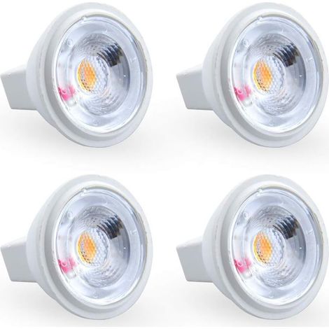 3W MR11 GU4 Ampoule LED Blanc froid 6000K AC/DC 12V Equivaut à l’Ampoule Halogène 35W Parfait pour maison, bureau, magasin, supermarché, bars, café, exposition, hôtel, restaurant, etc (4pcs) [Classe é (1/4)